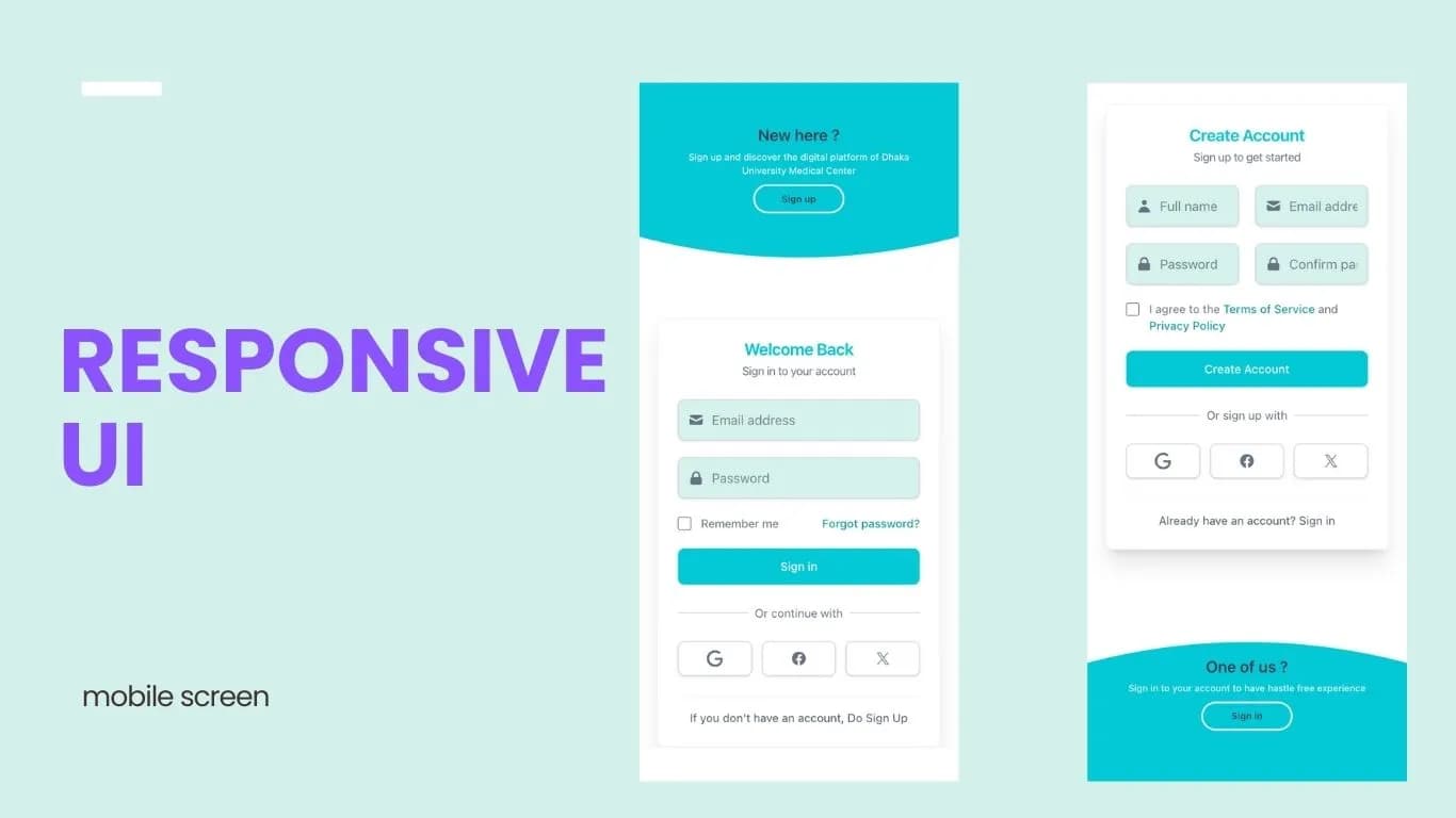 Sliding authentication component on medium screen