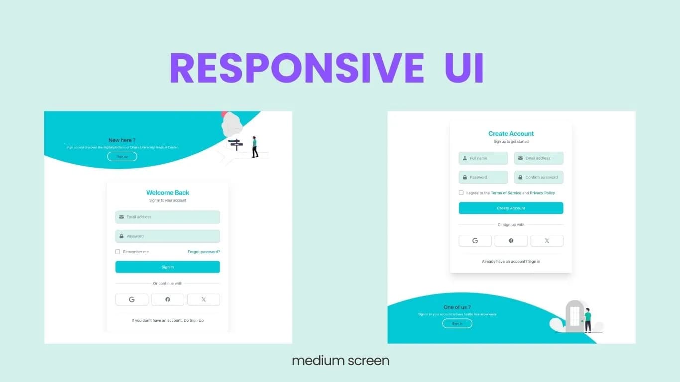 Sliding authentication component on mobile screen